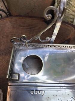 Antique Victorian silver plated stationary box engraved Ploughing 1st prize 1879