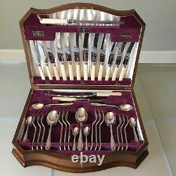 Antique Viners Sheffield Silver Plate Cutlery Canteen Late 1930s LOCK KEY 53-Pc