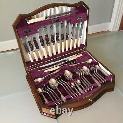 Antique Viners Sheffield Silver Plate Cutlery Canteen Late 1930s LOCK KEY 53-Pc