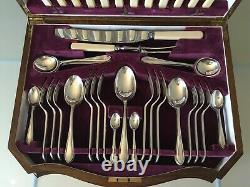 Antique Viners Sheffield Silver Plate Cutlery Canteen Late 1930s LOCK KEY 53-Pc