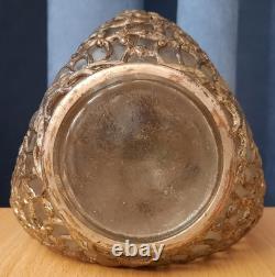 Antique Vintage Dragon Glass Bottle Decanter Brass Copper Overlay Silver Plating