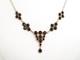 Antique Vintage Garnet Silver Plated Necklace Rose Cut Ring, L 41Cm