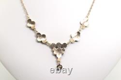 Antique Vintage Garnet Silver Plated Necklace Rose Cut Ring, L 41Cm