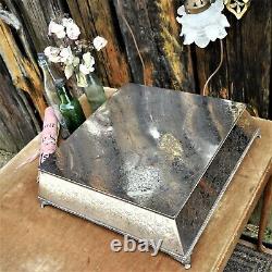 Antique Vintage Lockhart Silver Plate Engraved Square Wedding Cake Stand Platter