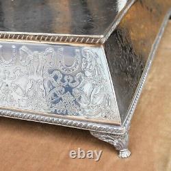 Antique Vintage Lockhart Silver Plate Engraved Square Wedding Cake Stand Platter