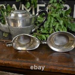 Antique Vintage Mappin & Webb Silver Plate Tea Set Ornate Engraved Tray