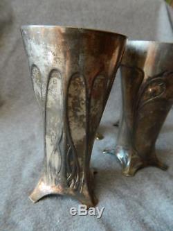 Antique WMF Art Nouveau Silver Plated Wine Cups Set of 4 1900
