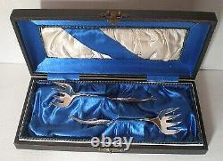 Antique WMF Silver Plated Seafood Lifters In Original Fitted Box (SP18)