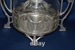 Antique WMF Style Silver-plate and Etched Glass Vase or Urn