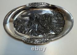 Antique WMF Tray Hunting Dog Britannia Metal Pewter Ornate Silver Plated