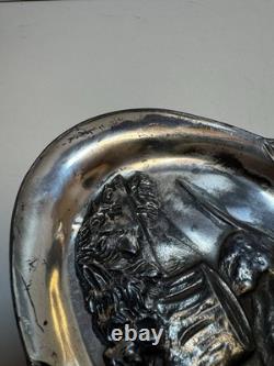 Antique WMF Tray Hunting Dog Britannia Metal Pewter Ornate Silver Plated