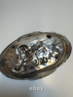 Antique WMF Tray Hunting Dog Britannia Metal Pewter Ornate Silver Plated