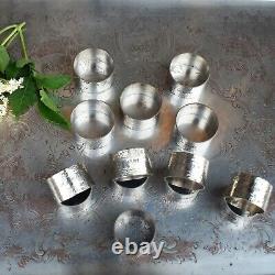 Antique WW1 WW2 1st Army Military Hammered Silver Plate Napkin Rings British Set
