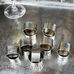 Antique WW1 WW2 1st Army Military Hammered Silver Plate Napkin Rings British Set