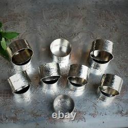 Antique WW1 WW2 1st Army Military Hammered Silver Plate Napkin Rings British Set