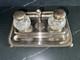 Antique W&H Sheffield Sterling Silver & Cut Glass Inkwell Standish Set Original
