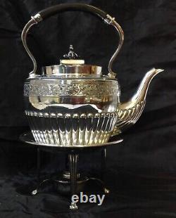 Antique Walker & Hall Sheffield EPNS Silver Plate Spirit Kettle, Original Stand