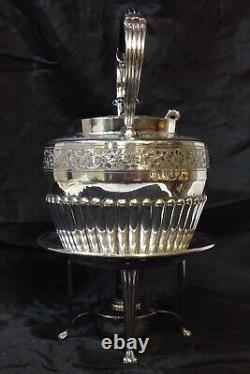 Antique Walker & Hall Sheffield EPNS Silver Plate Spirit Kettle, Original Stand