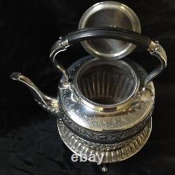 Antique Walker & Hall Sheffield EPNS Silver Plate Spirit Kettle, Original Stand