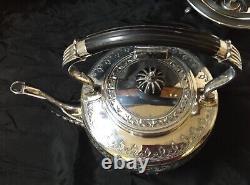 Antique Walker & Hall Sheffield EPNS Silver Plate Spirit Kettle, Original Stand