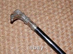 Antique Walking Stick/Cane -With Silver Plated Lion & Repousse Handle'B. Jones