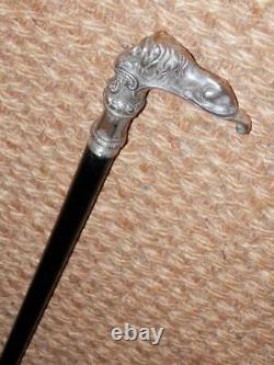Antique Walking Stick/Cane -With Silver Plated Lion & Repousse Handle'B. Jones