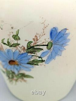 Antique Wavecrest Biscuit Jar Blue Flowers Silverplate Lid Rochester NY