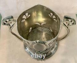 Antique Wmf Silver Plate On Metal Art Nouveau Twin Handle Bottle Holder