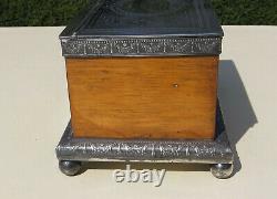 Antique Wooden Light Oak & Silver Plated Tea Caddy Atkin Bros