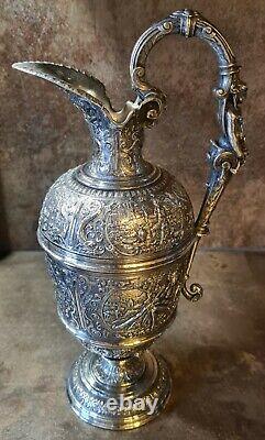 Antique XIX Antique Victorian Silver Silver Silver Silver Plate Wine ewer