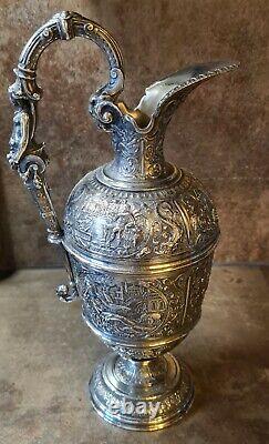 Antique XIX Antique Victorian Silver Silver Silver Silver Plate Wine ewer