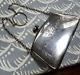 Antique art deco EPNS SILVER plate bag purse ring chain flower turquoise -K157