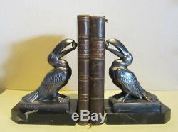 Antique art deco book ends, silver plated metal French bookends by FRECOURT