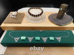 Antique jewelry lot sterling silver, 800 silver pearls garnets bracelet Art Deco