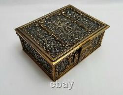 Antique mixed metal silver plate and gilt bronze cigarette box by Erhard & Sohne