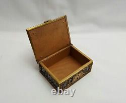 Antique mixed metal silver plate and gilt bronze cigarette box by Erhard & Sohne