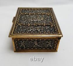 Antique mixed metal silver plate and gilt bronze cigarette box by Erhard & Sohne