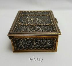 Antique mixed metal silver plate and gilt bronze cigarette box by Erhard & Sohne