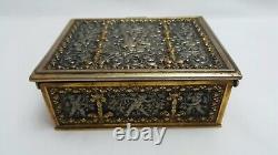 Antique mixed metal silver plate and gilt bronze cigarette box by Erhard & Sohne