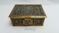 Antique mixed metal silver plate and gilt bronze cigarette box by Erhard & Sohne