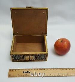 Antique mixed metal silver plate and gilt bronze cigarette box by Erhard & Sohne