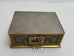 Antique mixed metal silver plate and gilt bronze cigarette box by Erhard & Sohne