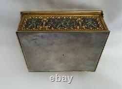 Antique mixed metal silver plate and gilt bronze cigarette box by Erhard & Sohne