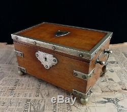 Antique oak and silver plated jewellery box, casket