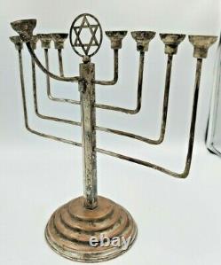 Antique original Rare Judaica Deco silver Plate Menorah Hanukkah Lamp ART DECO