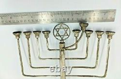 Antique original Rare Judaica Deco silver Plate Menorah Hanukkah Lamp ART DECO