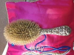 Antique ornate large silver plated/ grooming hair brush dressing table display