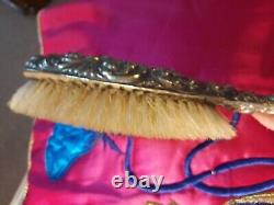 Antique ornate large silver plated/ grooming hair brush dressing table display