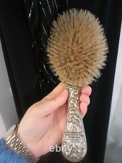 Antique ornate large silver plated/ grooming hair brush dressing table display