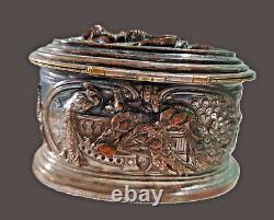 Antique silver plated bronze jewellery box Louis Théophile Hingre